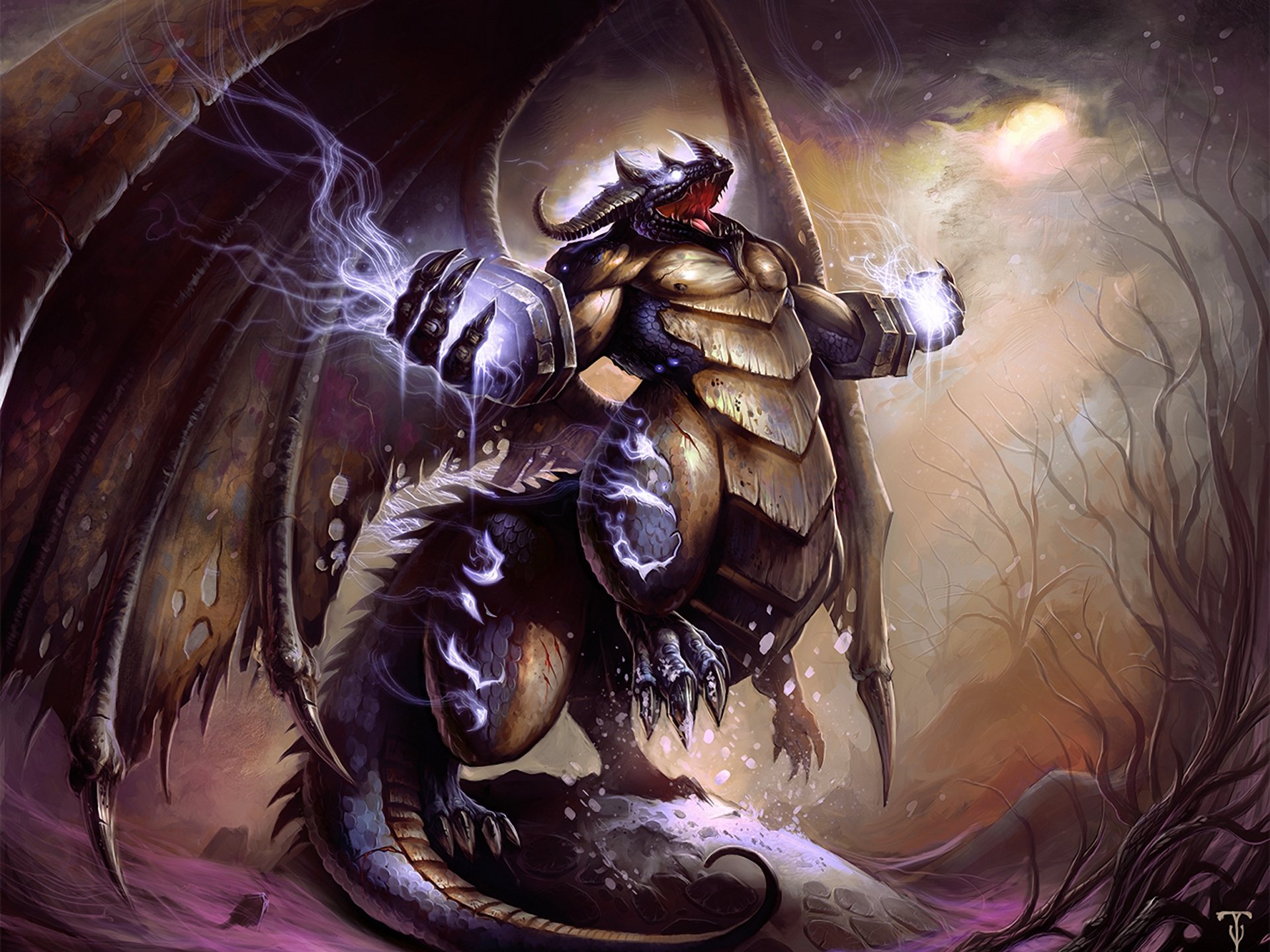 Download Fantasy Dragon Lightning Dragon HD Wallpaper by ArtofTy