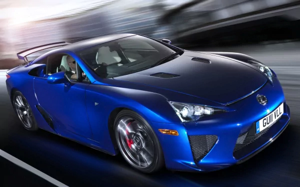 HD PC desktop wallpaper: blue Lexus LFA Nurburgring Edition sports vehicle streaking past on a track with motion blur, low-angle Lexus LFA background.