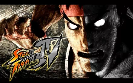 HD PC desktop wallpaper featuring Akuma and Ryu from Street Fighter IV, showcasing intense character detail and dynamic video game art style.