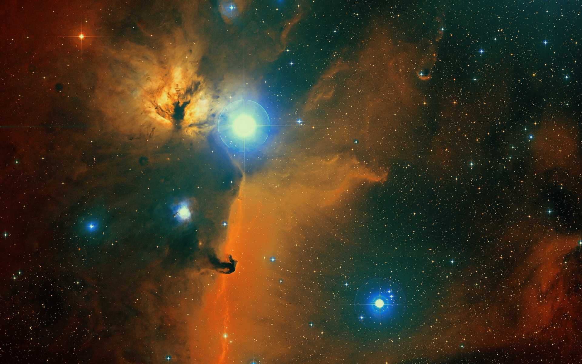 orange and blue nebula