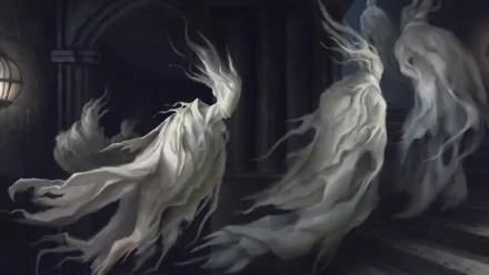HD wallpaper featuring ethereal, ghostly figures in a dark setting, creating a mysterious and haunting background atmosphere.