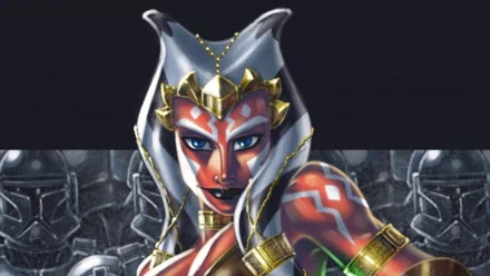 HD Sci-Fi PC desktop wallpaper featuring a detailed close-up of a Star Wars character with striking facial markings and ornate headgear against a dark background.