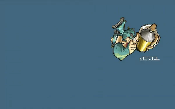A vibrant HD wallpaper featuring character art from Jet Set Radio Future, showcasing a figure in dynamic motion with a spray can against a simple blue background.