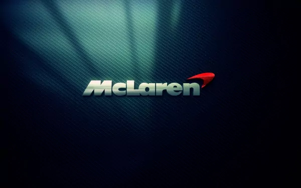 HD PC desktop wallpaper featuring the McLaren logo with a sleek, dark textured background highlighting the vehicle brand.
