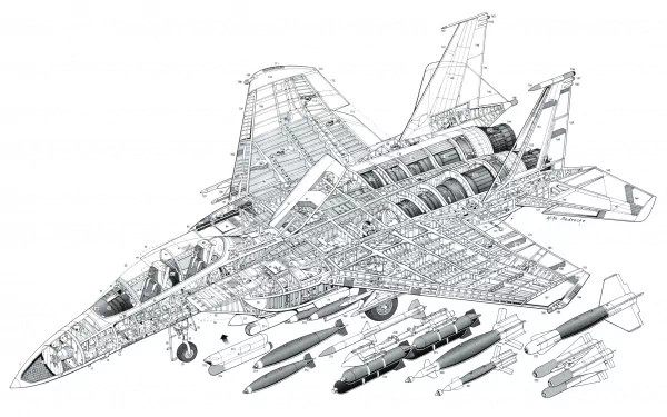 McDonnell Douglas F-15 Eagle aircraft military schematic HD Desktop Wallpaper | Background Image