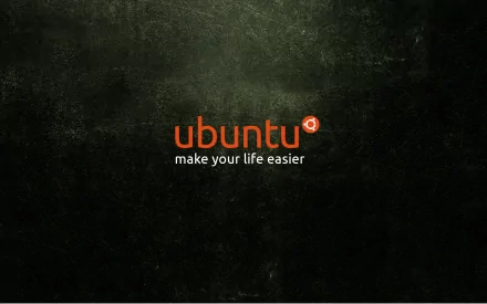 HD desktop wallpaper featuring the Ubuntu logo with the tagline make your life easier, set against a textured dark background. Celebrating technology and the Ubuntu experience.