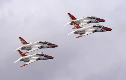  Four T-45 Goshawk trainers from Training Airwing One and Two perform a formation fly-by by Kristopher Wilson