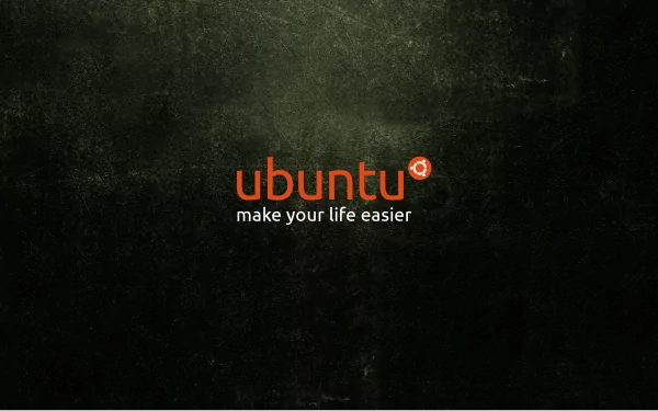 HD desktop wallpaper featuring the Ubuntu logo with the tagline make your life easier, set against a textured dark background. Celebrating technology and the Ubuntu experience.