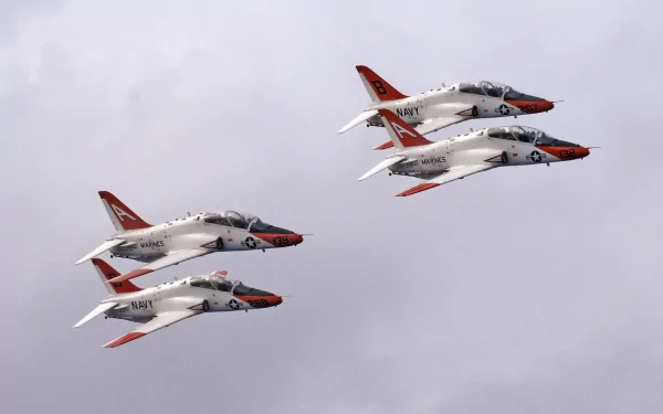  Four T-45 Goshawk trainers from Training Airwing One and Two perform a formation fly-by by Kristopher Wilson
