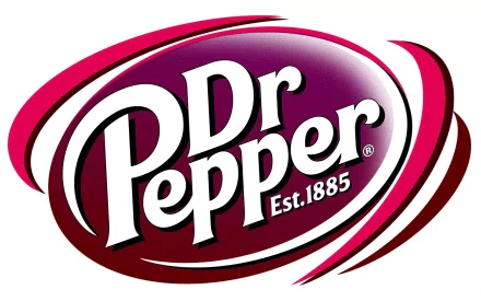 HD PC desktop wallpaper featuring a man-made Dr Pepper logo: maroon oval with white Dr Pepper Est. 1885 lettering and pink swooshes.