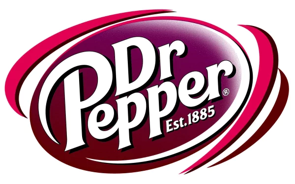 HD PC desktop wallpaper featuring a man-made Dr Pepper logo: maroon oval with white Dr Pepper Est. 1885 lettering and pink swooshes.
