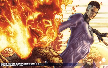Mister Fantastic Human Torch (Marvel Comics) Comic Fantastic Four HD Desktop Wallpaper | Background Image