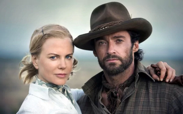 HD PC desktop wallpaper featuring Nicole Kidman as Lady Sarah Ashley and Hugh Jackman as a drover from the movie Australia.
