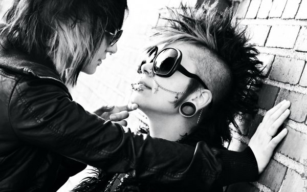 Photography Black & White Punk Piercing Glasses Ring Mohawk Subculture HD Wallpaper | Background Image