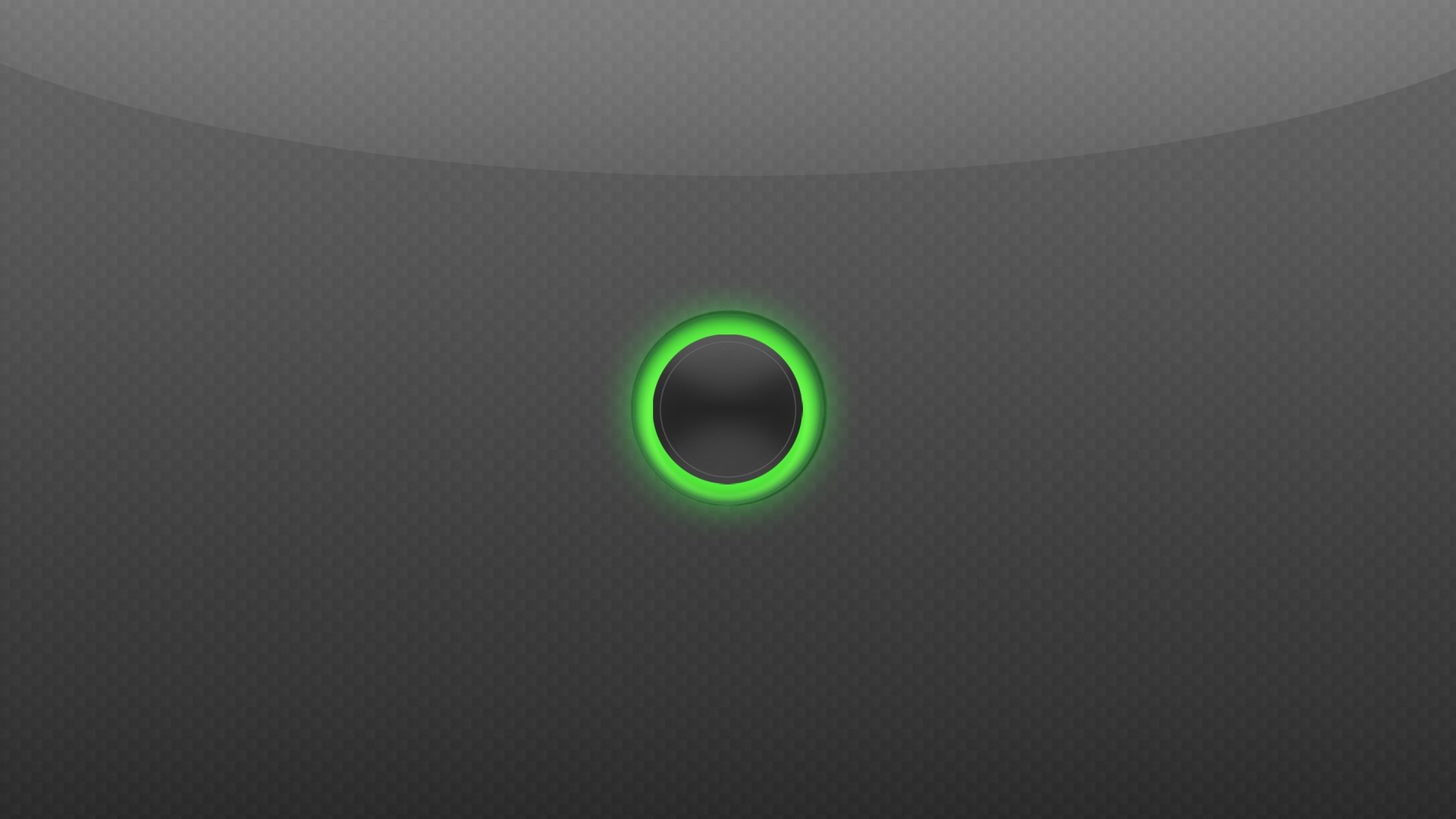 HD PC desktop wallpaper featuring a minimalist dark background with a glowing green Xbox logo at the center, representing video game culture.