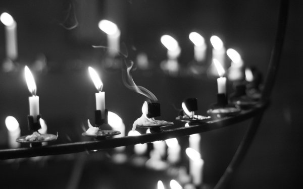 Photography Black & White Occult Candle Fire Flame Circle HD Wallpaper | Background Image