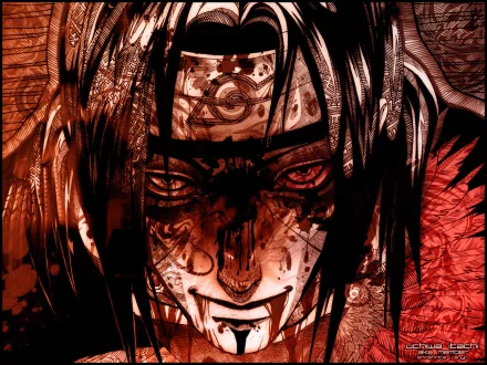 A dark and captivating HD wallpaper featuring Itachi Uchiha from the anime Naruto, showcasing intricate details and intense themes typical of dark anime aesthetics.