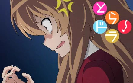 Taiga Aisaka from the anime Toradora! features in this vibrant HD desktop wallpaper, capturing her expressive demeanor and iconic style.