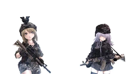 HD PC desktop wallpaper featuring two anime-style characters dressed in tactical gear, inspired by Call of Duty: Modern Warfare 2.