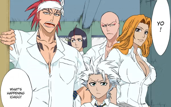 Yumichika Ayasegawa Ikkaku Madarame Renji Abarai Rangiku Matsumoto Tōshirō Hitsugaya Anime Bleach HD Desktop Wallpaper | Background Image