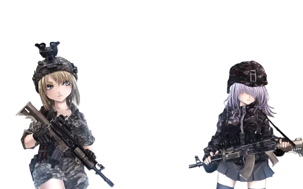 HD PC desktop wallpaper featuring two anime-style characters dressed in tactical gear, inspired by Call of Duty: Modern Warfare 2.