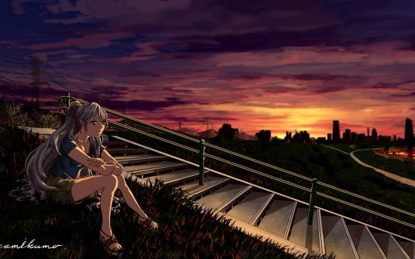 Anime Vocaloid Hatsune Miku Sunset HD Wallpaper | Background Image