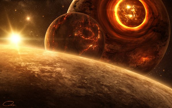 Sci Fi Collision Planet HD Wallpaper | Background Image