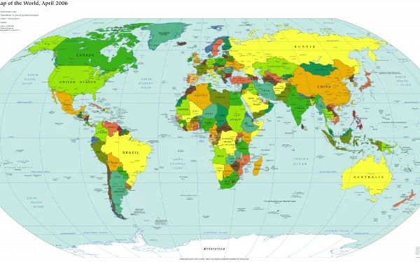 A detailed world map in vibrant colors, presented as a 4K Ultra HD desktop wallpaper. This image showcases geographical features and political boundaries clearly.