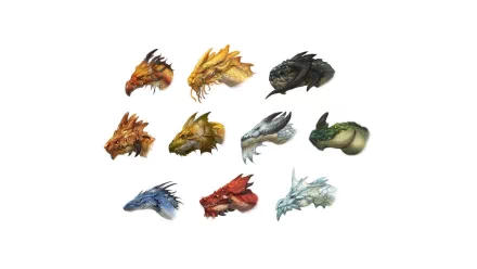 Detailed illustration of various fantasy dragon heads, showcasing a range of colors and designs. This artistic image serves as a vibrant HD wallpaper for desktop backgrounds.