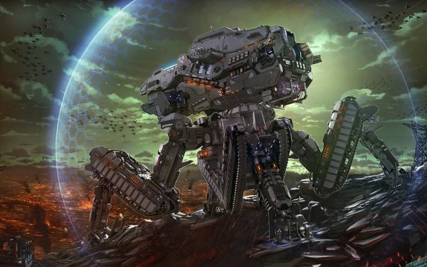 Sci Fi Battle Mecha War Battlefield Machine Weapon Shield HD Wallpaper | Background Image
