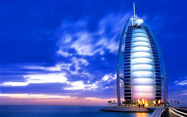 Man Made Burj Al Arab Dubai Cloud Horizon Architecture Twilight HD Wallpaper | Background Image