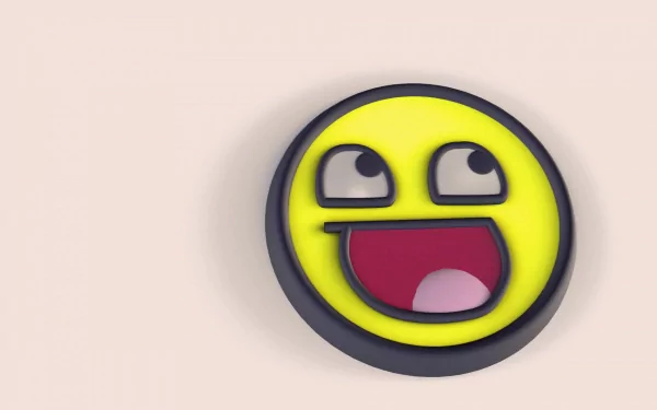 A bright yellow smiley face with wide eyes and a big grin, set against a simple background, creating a fun and cheerful HD PC desktop wallpaper.