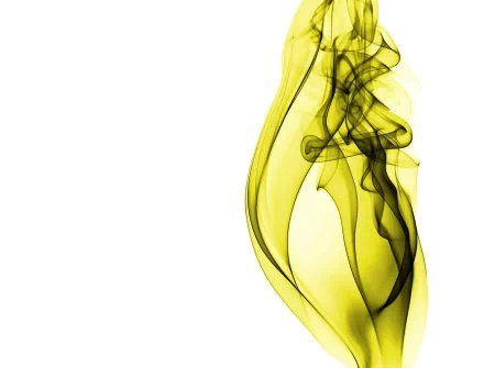HD desktop wallpaper featuring abstract, yellow smoke curls against a white background.
