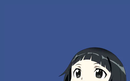 HD wallpaper featuring Yui from Sword Art Online, set against a minimal blue background, capturing her expressive features in an anime style.