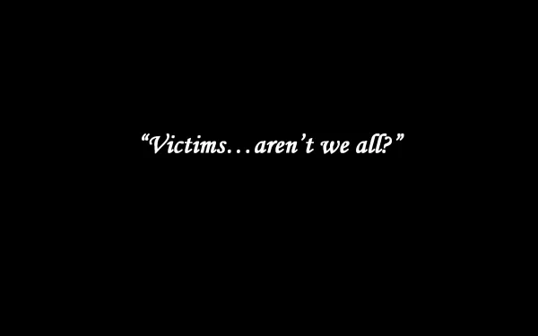 2K Quad HD PC desktop wallpaper for the movie The Crow: black background with white italic text reading Victims…aren't we all?