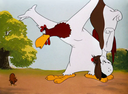 HD PC desktop wallpaper of Foghorn Leghorn from the Looney Tunes TV show, featuring the iconic cartoon rooster in a dynamic pose outdoors.