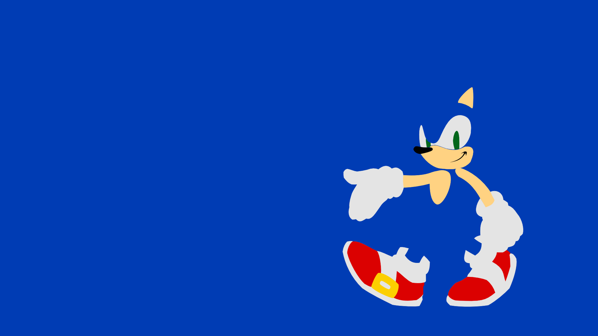 HD PC desktop wallpaper featuring Sonic the Hedgehog from the video game series, set against a bold blue background.