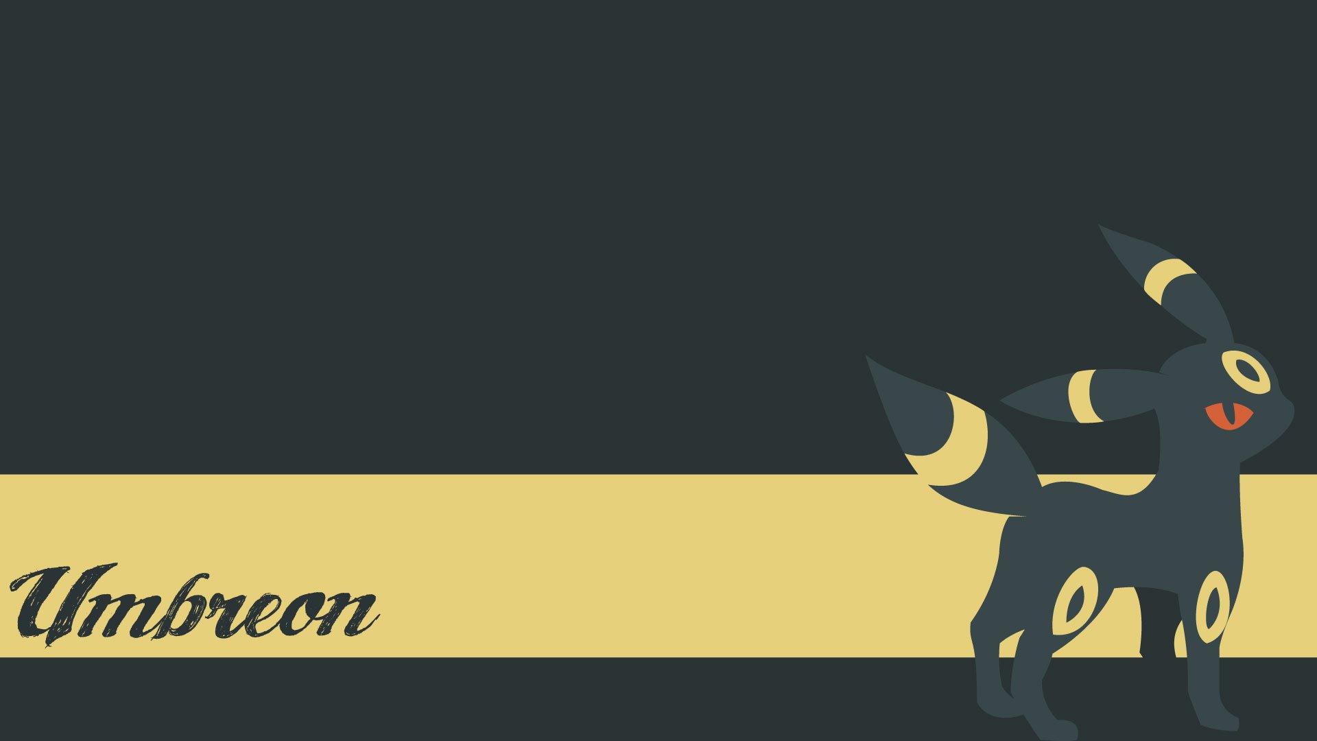 HD PC desktop wallpaper featuring Umbreon, a popular Pokémon, set against a dark background with the Pokémon's name in elegant script.
