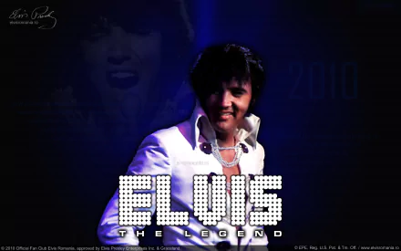 A vibrant HD desktop wallpaper featuring Elvis Presley, highlighted as Elvis the Legend, captures his iconic style and musical influence against a dynamic background.