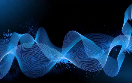 Abstract, wavy blue lines on a dark background create a modern, dynamic look. This HD desktop wallpaper is a sleek choice for technology and Linux enthusiasts.