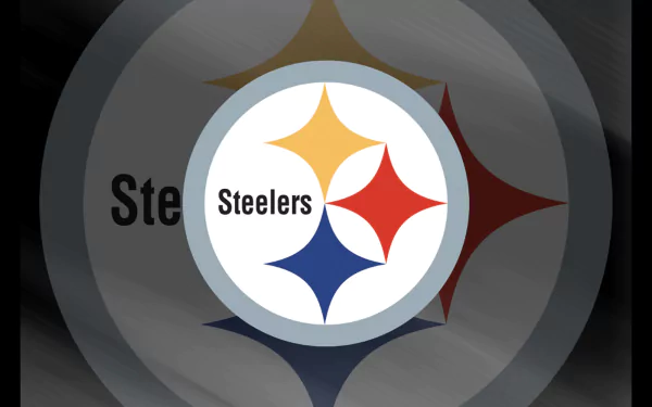 HD PC desktop wallpaper featuring the Pittsburgh Steelers logo with a dynamic, layered circular background in team colors.