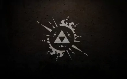 A striking HD wallpaper featuring the iconic symbol from The Legend of Zelda, set against a dark, textured background with dynamic design elements.
