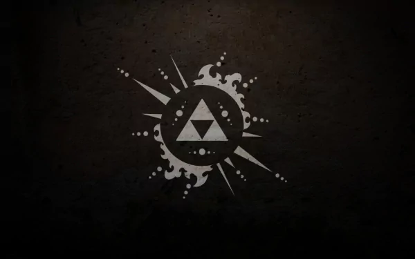 A striking HD wallpaper featuring the iconic symbol from The Legend of Zelda, set against a dark, textured background with dynamic design elements.