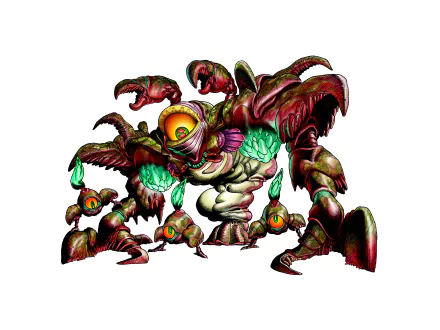 4K Ultra HD PC desktop wallpaper of Gohma from the video game The Legend of Zelda: Ocarina of Time — a grotesque multi-limbed arachnid with a single glowing eye and dripping green slime.