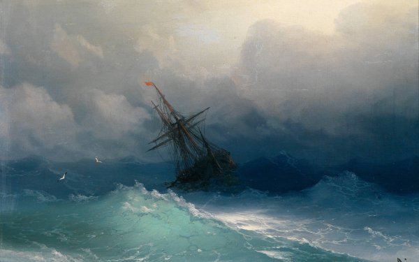 Artistic Painting Storm Sea Ship HD Wallpaper | Background Image