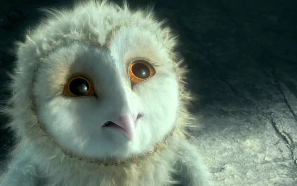Close-up of a white barn owl from the movie Legend of the Guardians: The Owls of Ga'Hoole, featured as an HD PC desktop wallpaper and background.