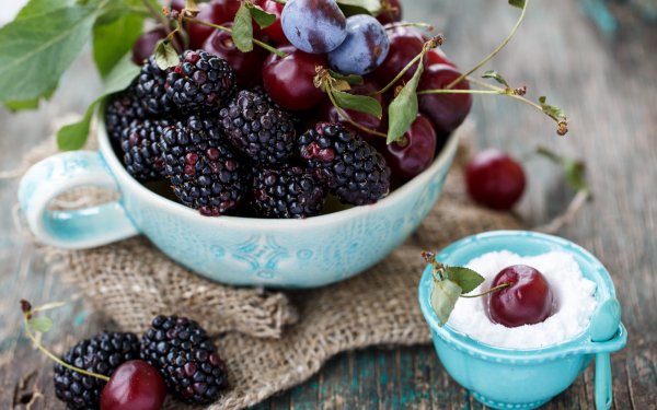 Food Berry Cherry Blackberry Plum HD Wallpaper | Background Image