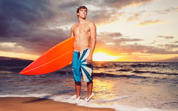 sunset surfer man mood HD Desktop Wallpaper | Background Image