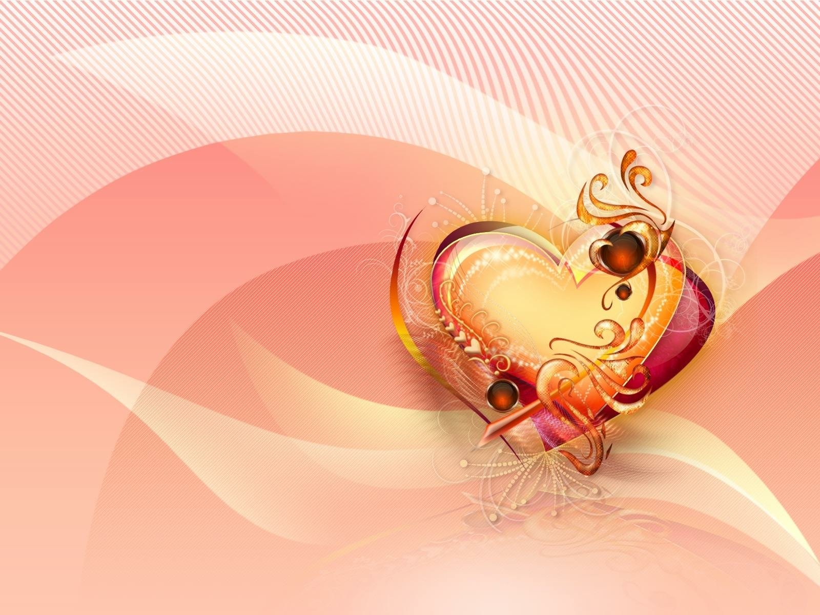 A vibrant, artistic heart design in warm hues of orange and pink, set against a soft, flowing background, captures the essence of love and creativity in this HD desktop wallpaper.
