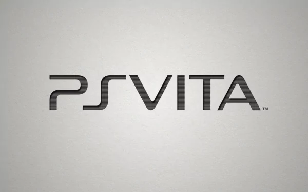 HD PC desktop wallpaper featuring the sleek PS VITA logo from the PlayStation Vita video game console.